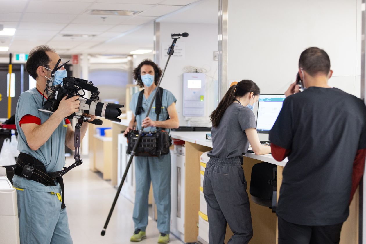 Équipe de tournage en action