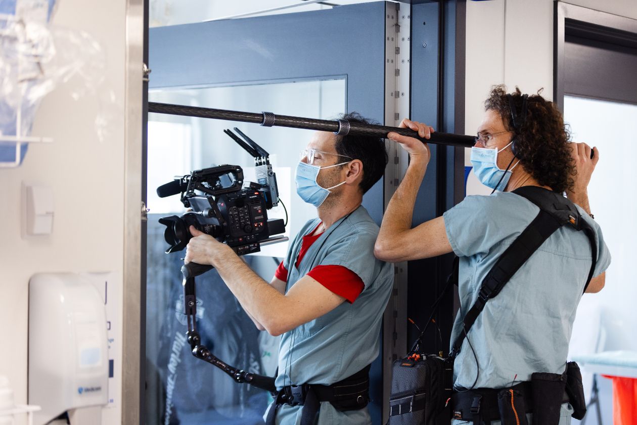 Équipe de tournage en action