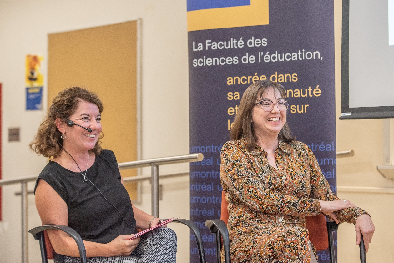 Karine Pouliot, coordonnatrice des mesures de soutien en français au Centre de formation initiale des maitres (CIFM) de l’Université de Montréal et Marie-Claude Boivin, professeure en didactique du français, directrice du CIFM et vice-doyenne associée à la langue française à la Faculté des sciences de l’éducation de l’Université de Montréal