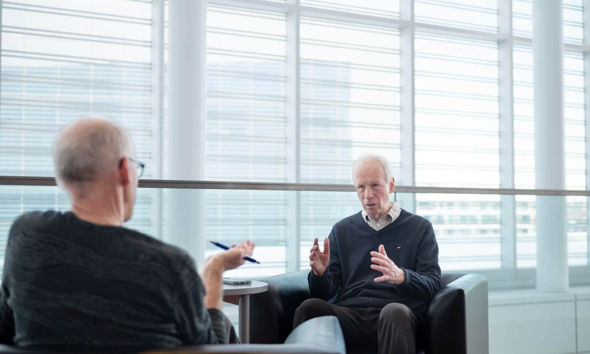 Stéphane Dion in conversation with Jeff Heinrich, press attaché at Université de Montréal