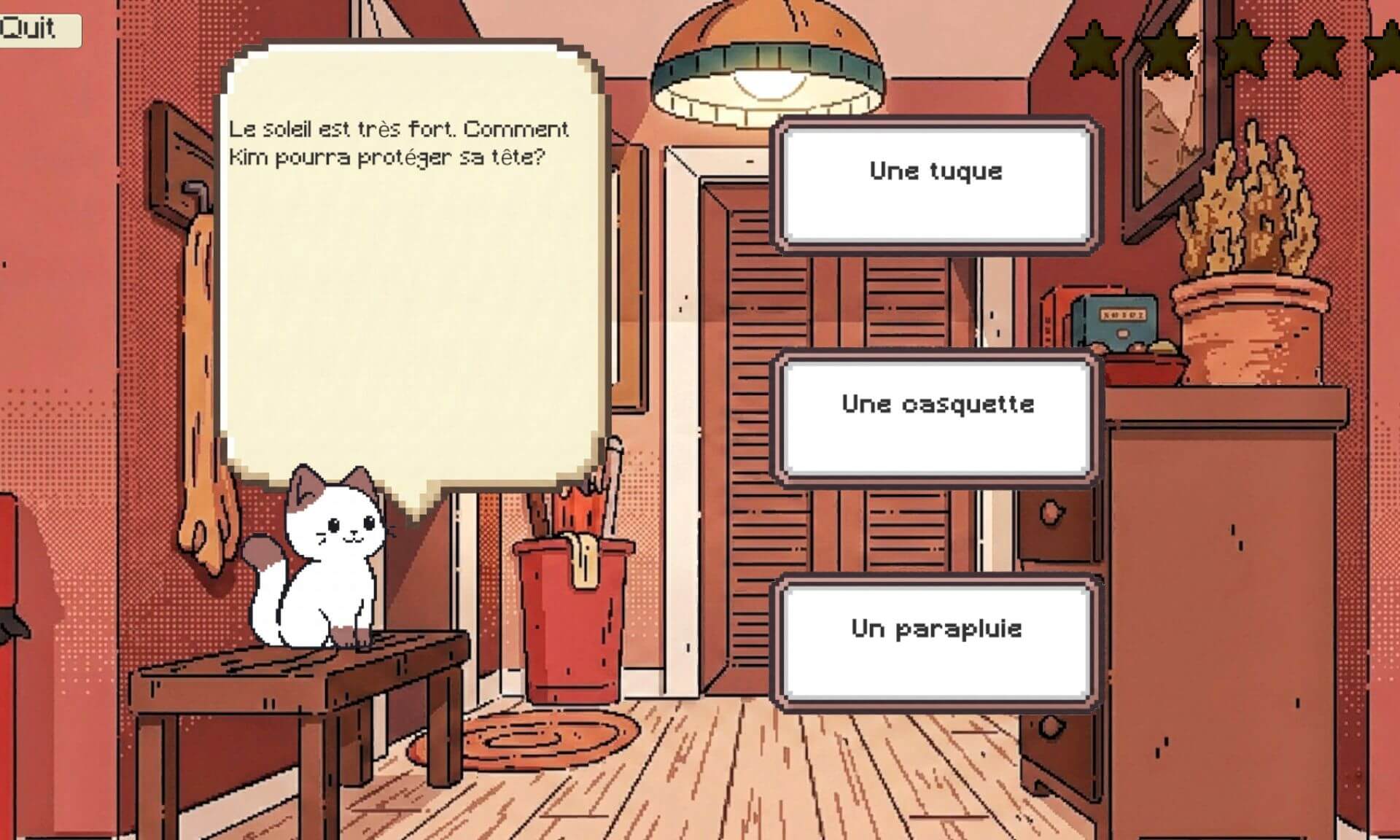 Une capture d'écran du jeu «Au fil des saisons», réalisé par Emma Juin, Laurie Lehoux et Sarra Bourihane, et ayant gagné une des troisièmes places.