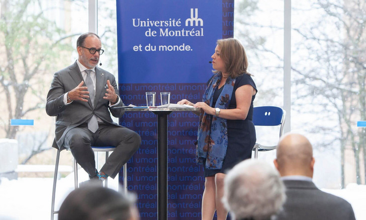 Rector Daniel Jutras spoke with members of the UdeM community during the Rector's Discussions, focusing on the University of Montreal's global influence, research excellence, the student experience, and university funding.