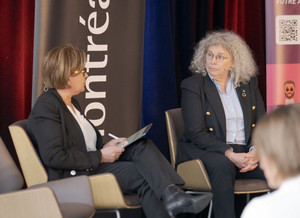 La professeure Tania Saba et Geneviève Morin, du Fondaction.