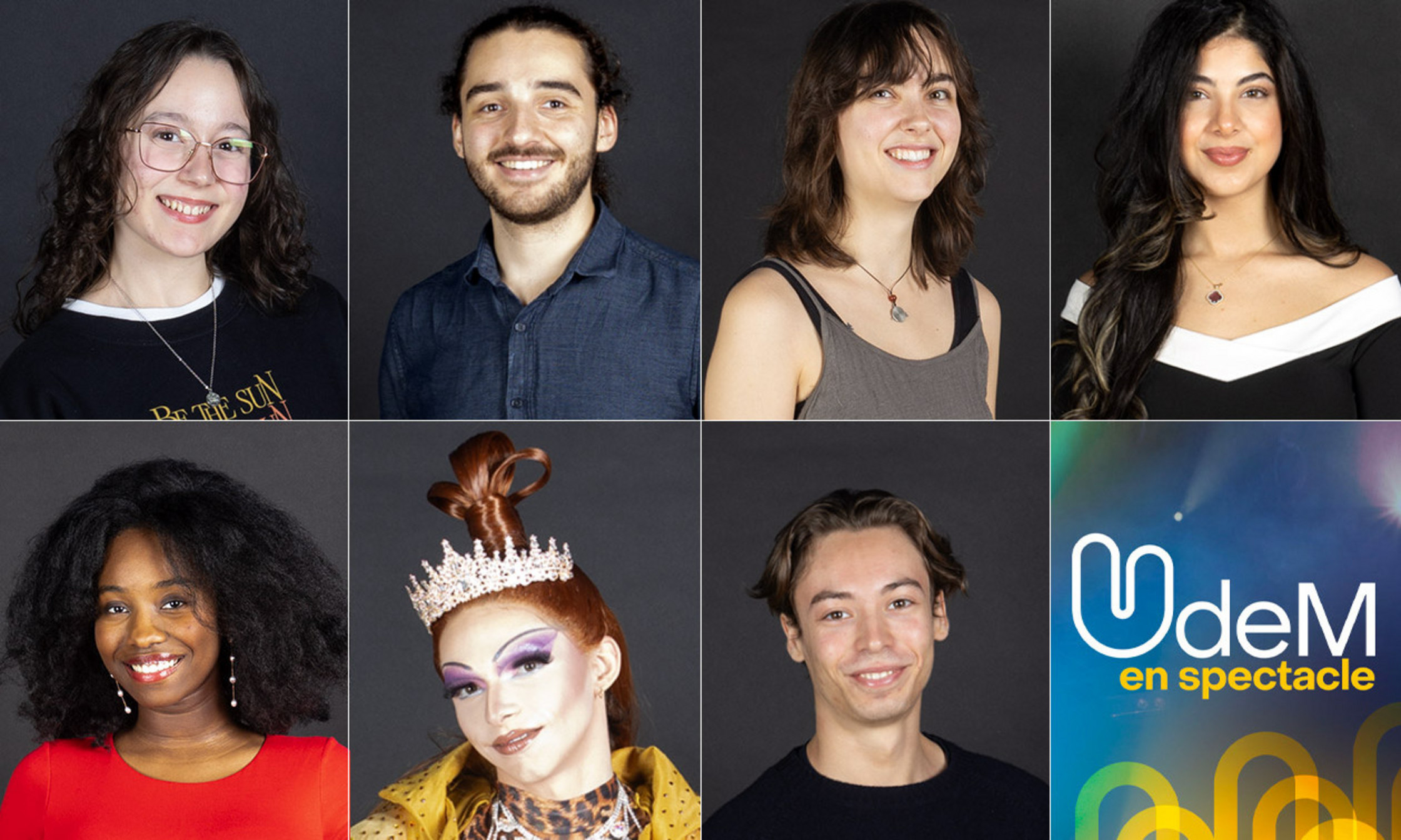 De gauche à droite: Bianca Matos, Antoine Fradkin, Émilie Bédard, Shahd Al Nabwaniv, Jose Danielle Beauvil, Alexandra Moss et Roman Yves-Dupuy