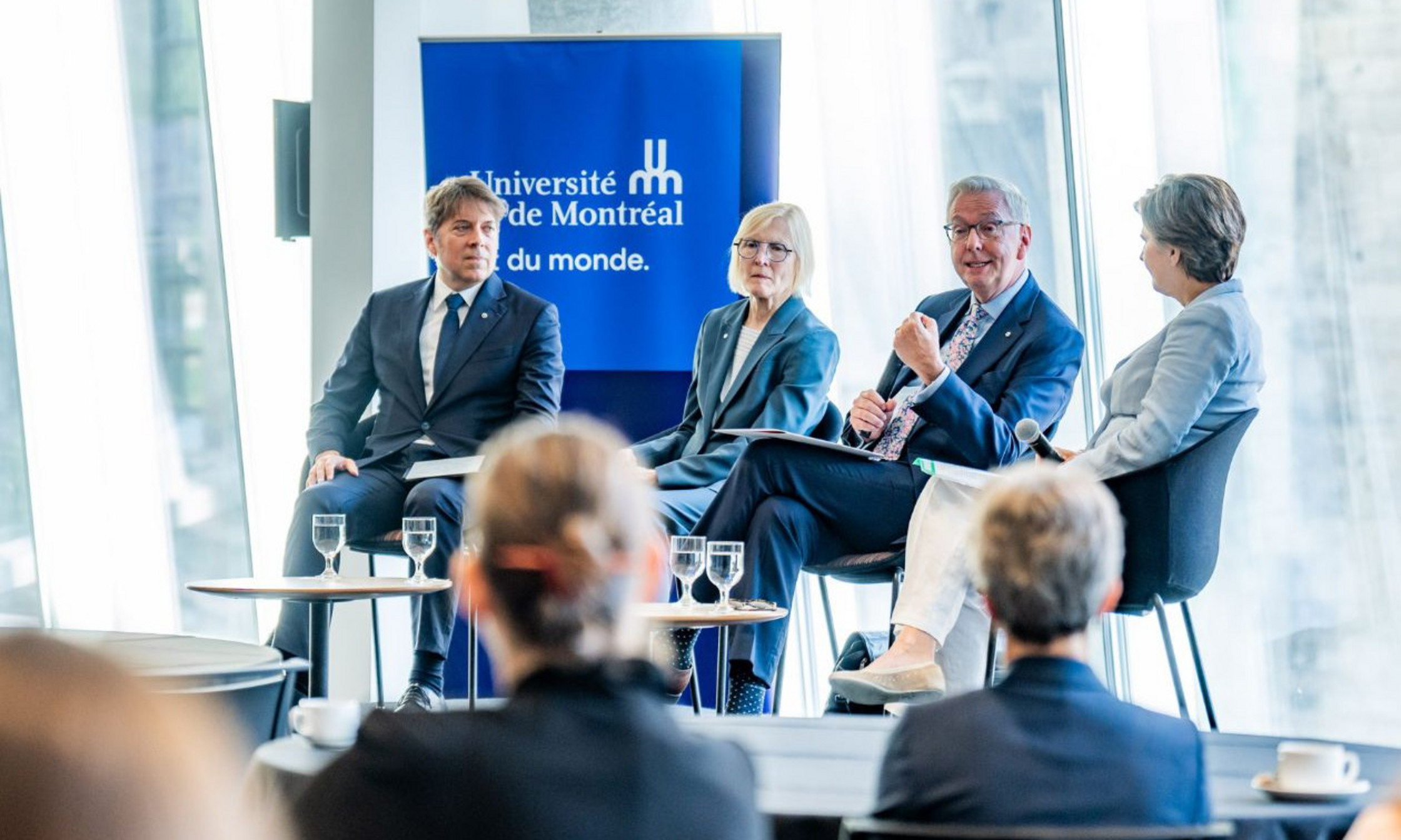De gauche à droite: Frédéric Bouchard, Roseann O’Reilly Runte, Stephen Toope et Marie-Josée Hébert. 